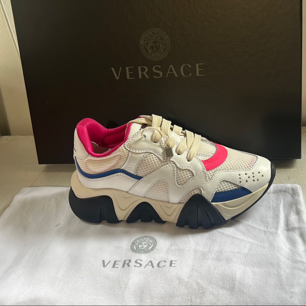 Versace Cream and Pink Chunky Sneakers